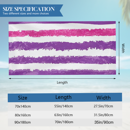 Trendy Distressed Purple Stripe Beach Towel, Fluffy Soft, Comfortable and Fast Water Absorbing for Daily Use