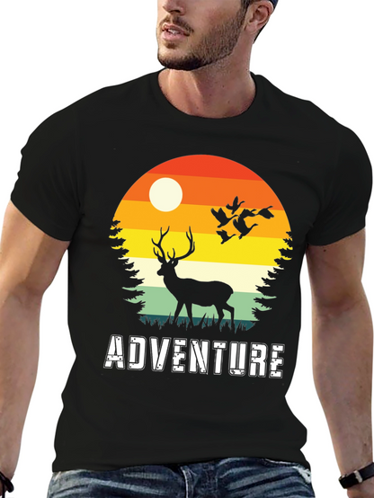 Adventure Deer Silhouette Graphic Tee