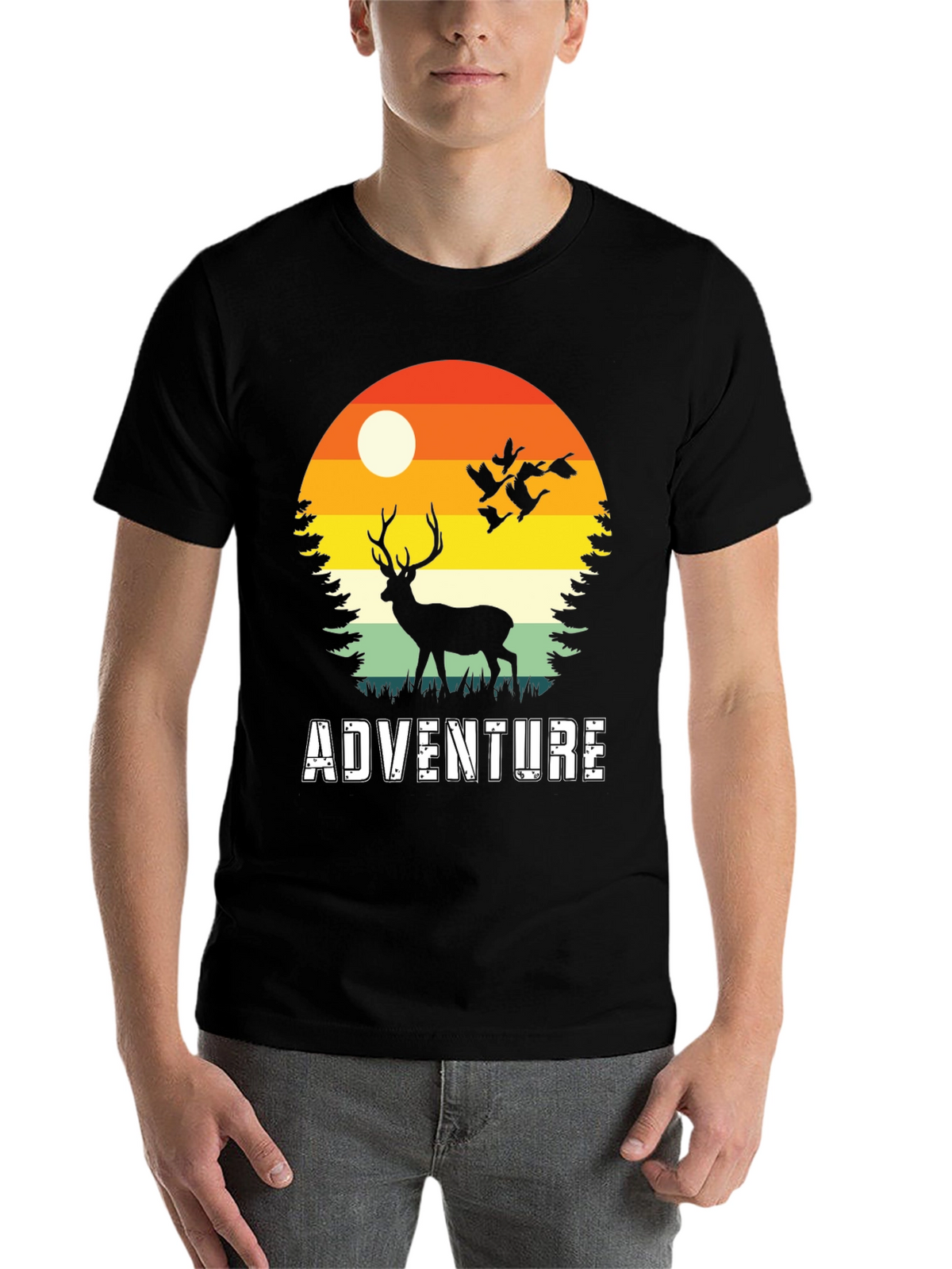 Adventure Deer Silhouette Graphic Tee