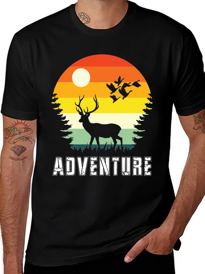Adventure Deer Silhouette Graphic Tee