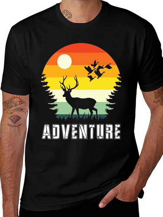 Adventure Deer Silhouette Graphic Tee