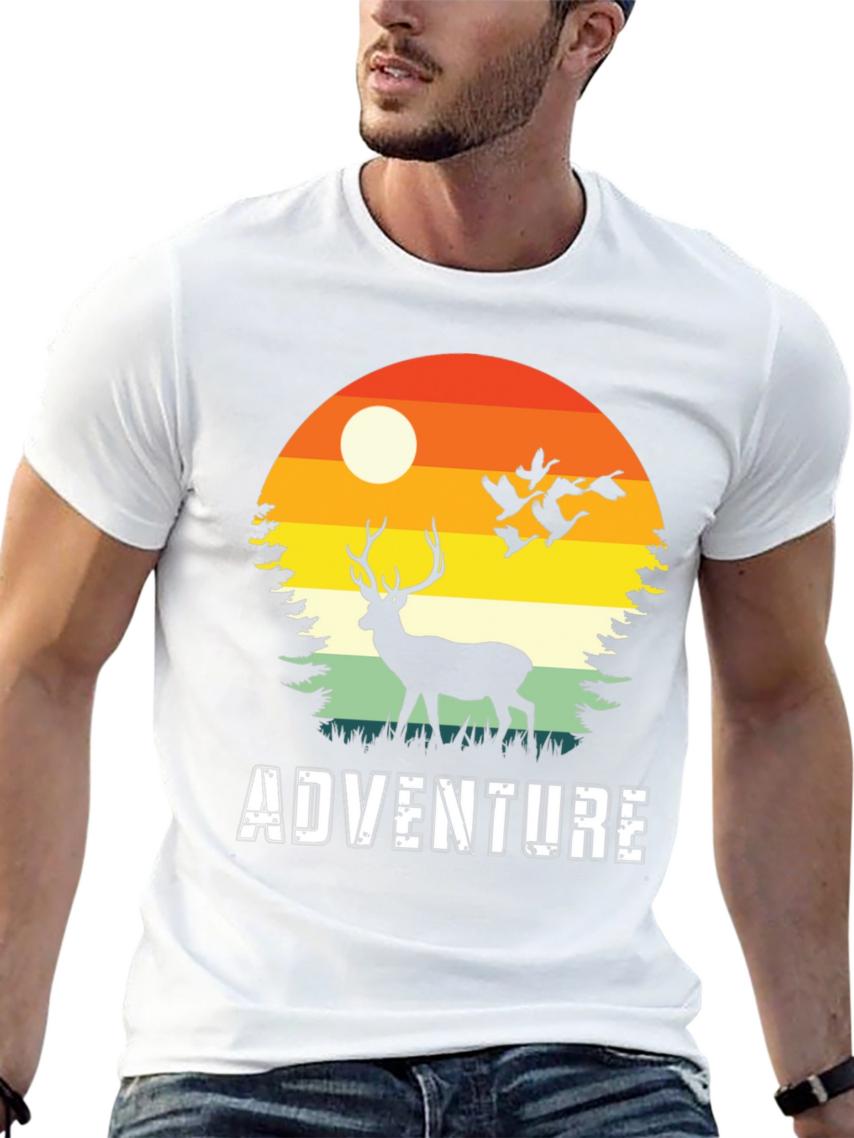 Adventure Deer Silhouette Graphic Tee