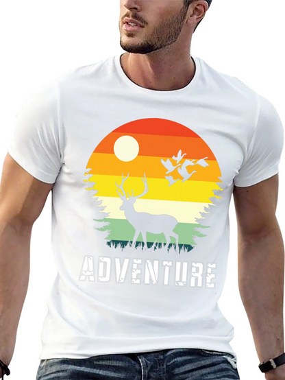 Adventure Deer Silhouette Graphic Tee