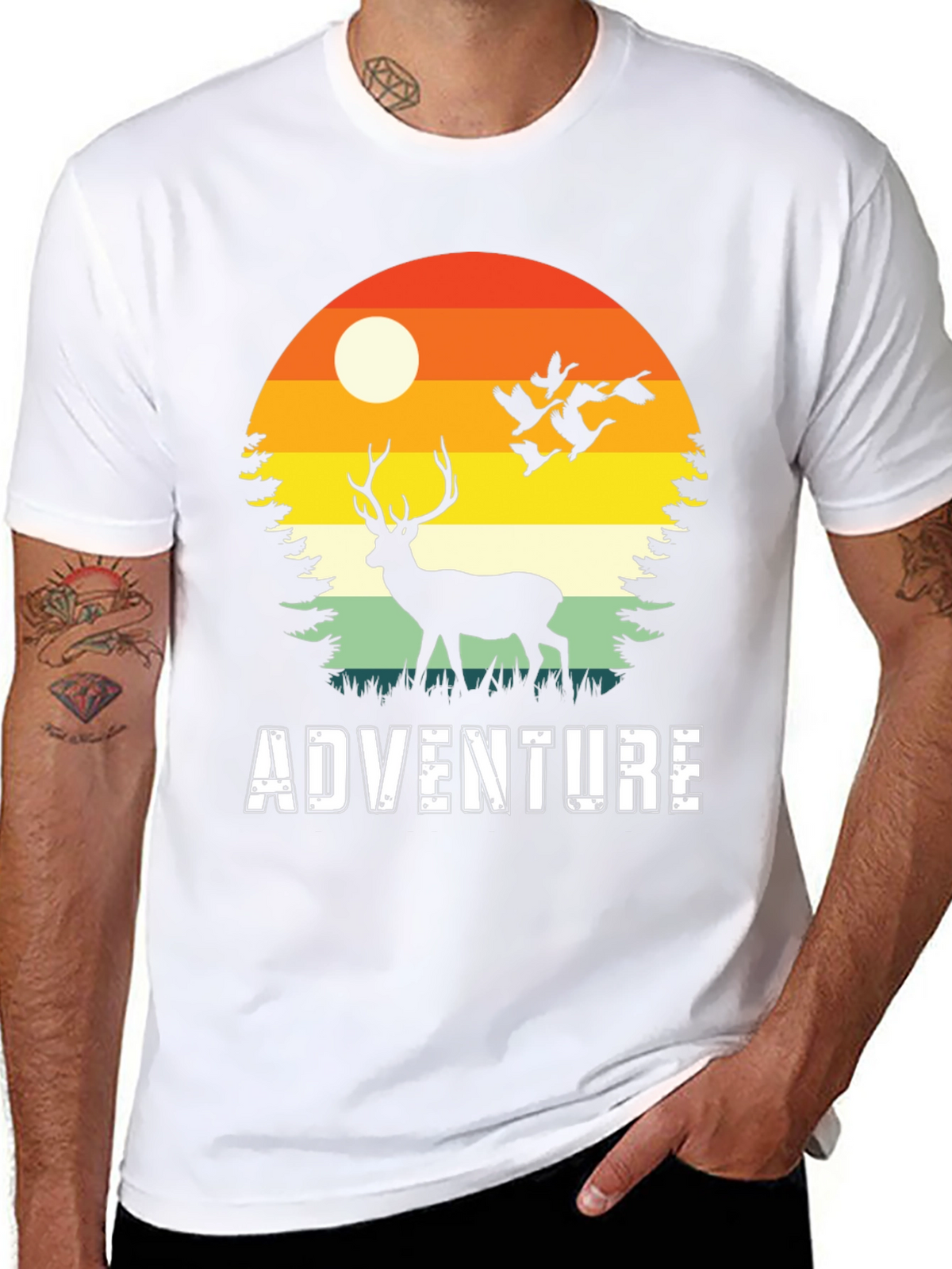 Adventure Deer Silhouette Graphic Tee