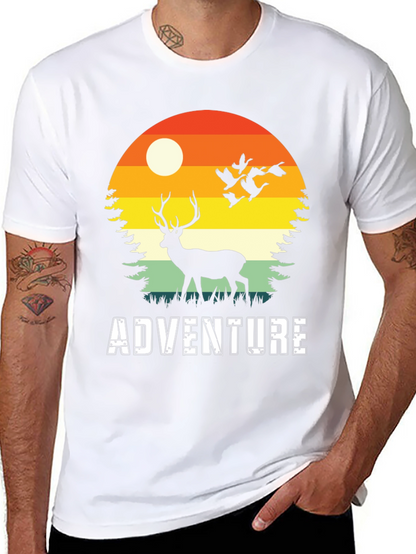 Adventure Deer Silhouette Graphic Tee