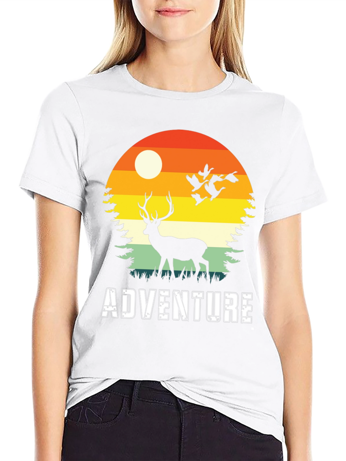 Adventure Deer Silhouette Graphic Tee