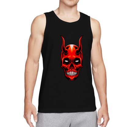 Red Demon Horn Skull Gothic Cool Men Tank Top