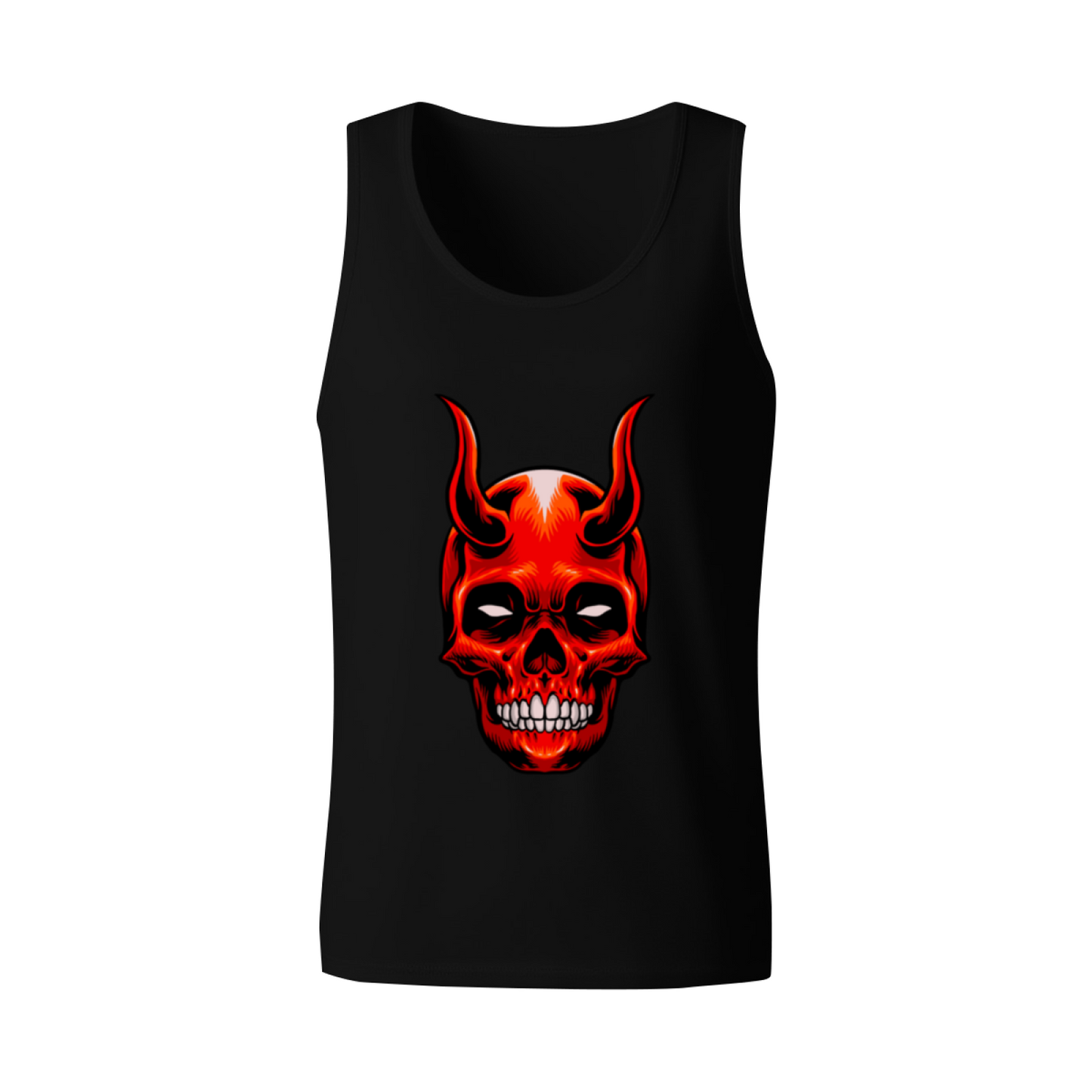 Red Demon Horn Skull Gothic Cool Men Tank Top