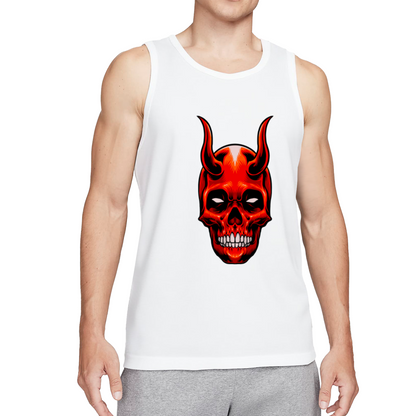 Red Demon Horn Skull Gothic Cool Men Tank Top
