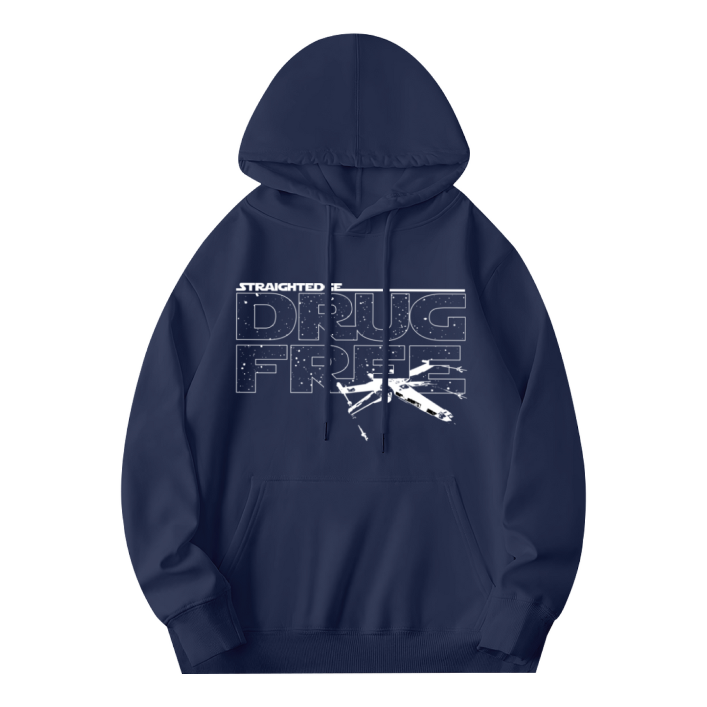 Star Wars Drug Free Spaceship Navy Hoodie, Unisex Lightweight Cozy Sweatshirt
