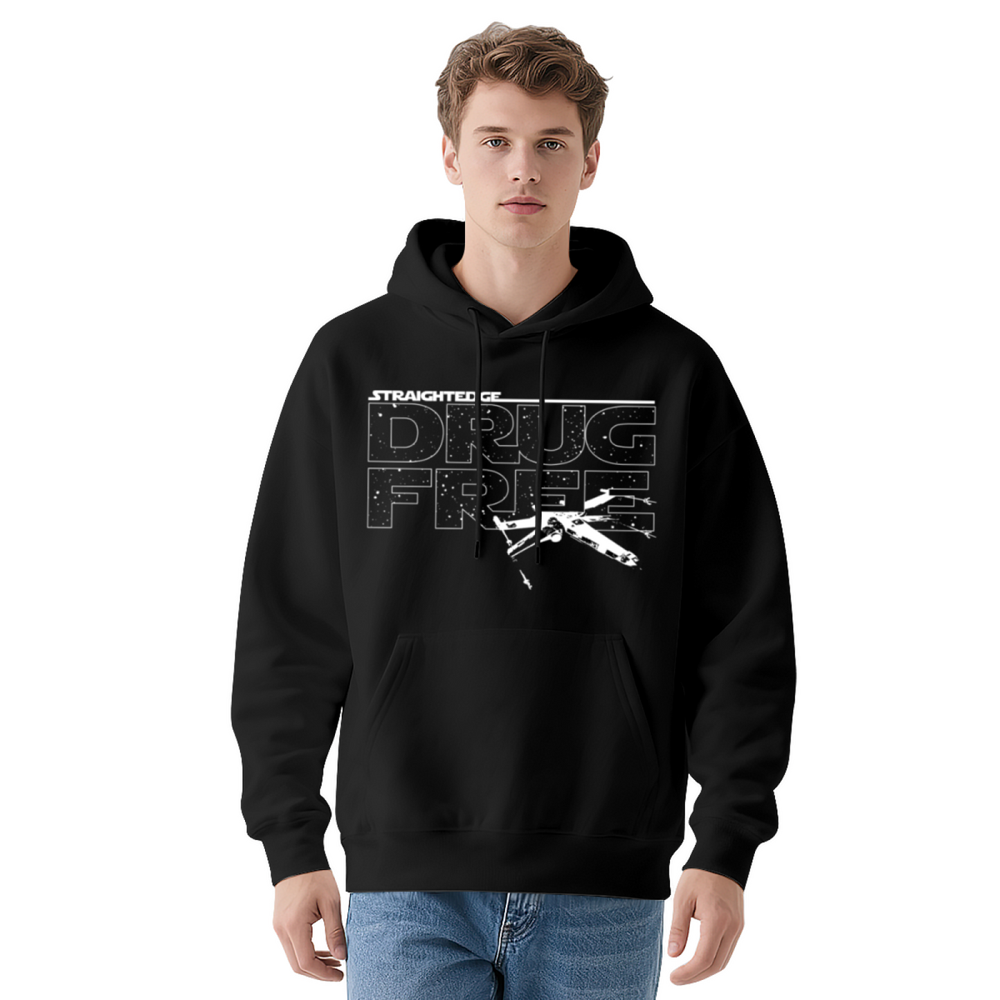 Star Wars Drug Free Spaceship Navy Hoodie, Unisex Lightweight Cozy Sweatshirt