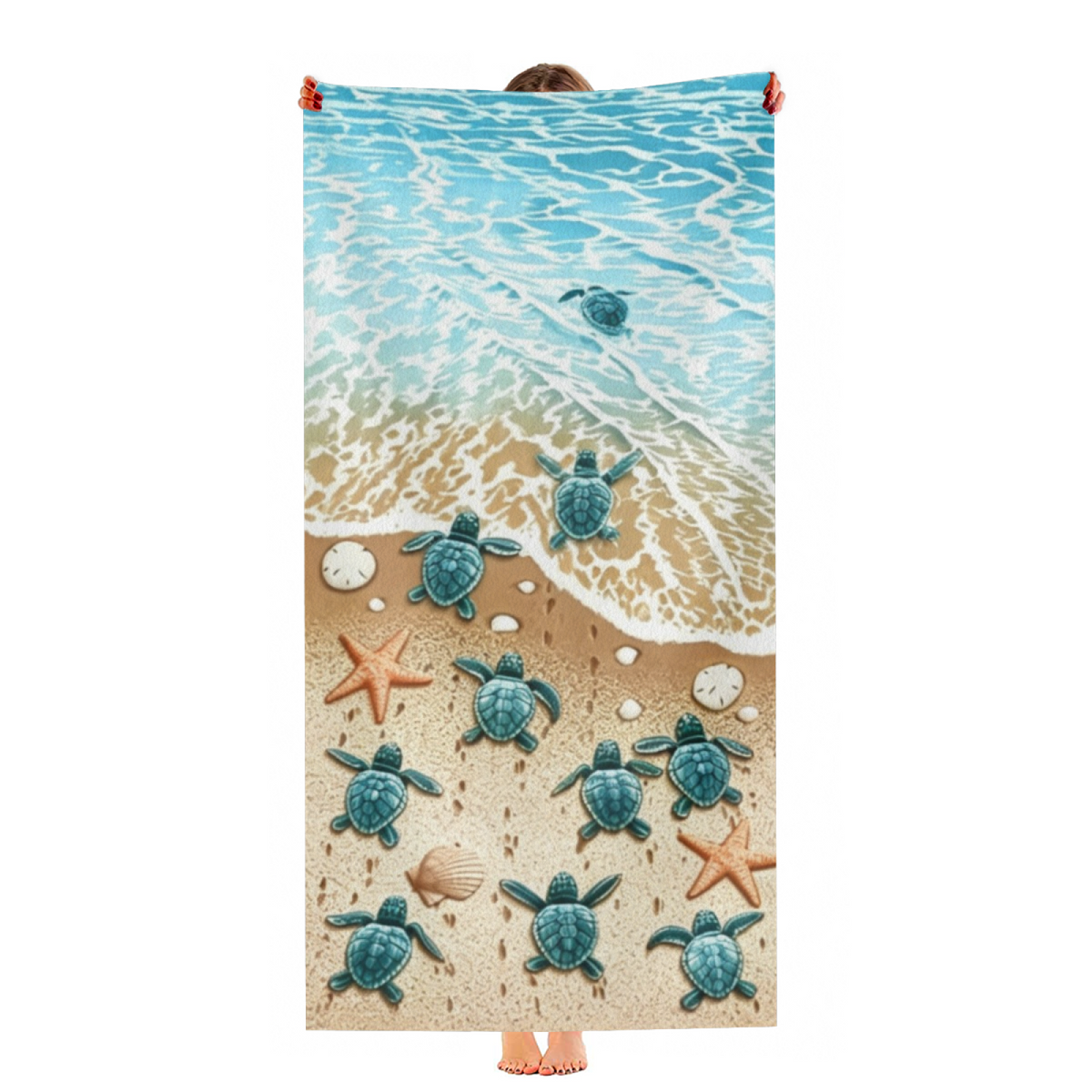 Lovely Baby Sea Turtle Ocean Beach Towel, Gentle Soft, Lightweight and Quick Absorbent for Outdoor Activities