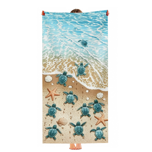 Lovely Baby Sea Turtle Ocean Beach Towel, Gentle Soft, Lightweight and Quick Absorbent for Outdoor Activities