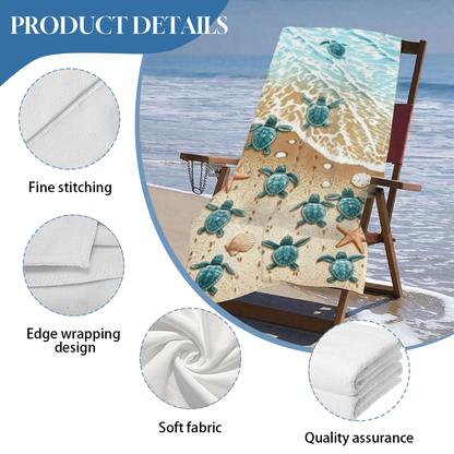 Lovely Baby Sea Turtle Ocean Beach Towel, Gentle Soft, Lightweight and Quick Absorbent for Outdoor Activities