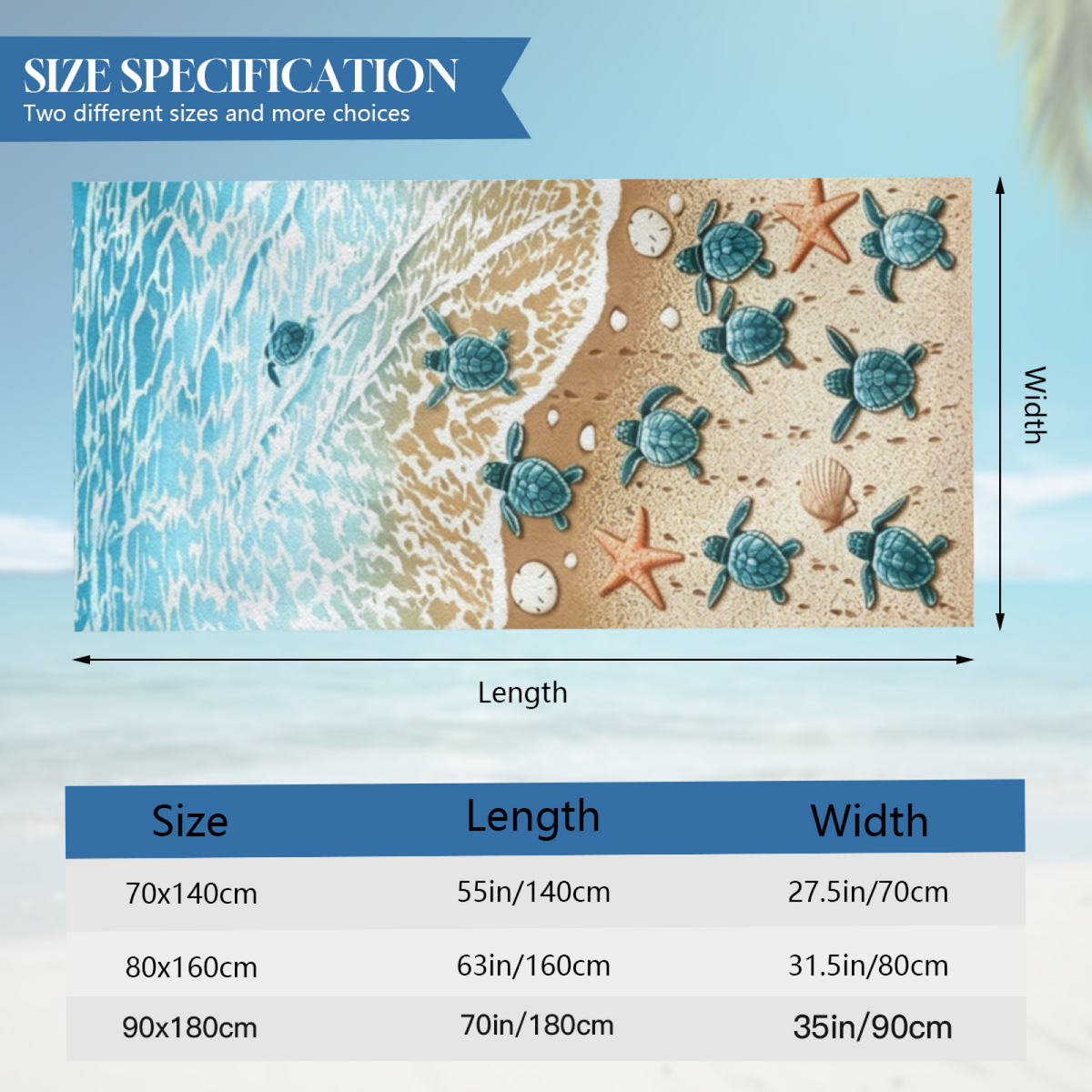 Lovely Baby Sea Turtle Ocean Beach Towel, Gentle Soft, Lightweight and Quick Absorbent for Outdoor Activities
