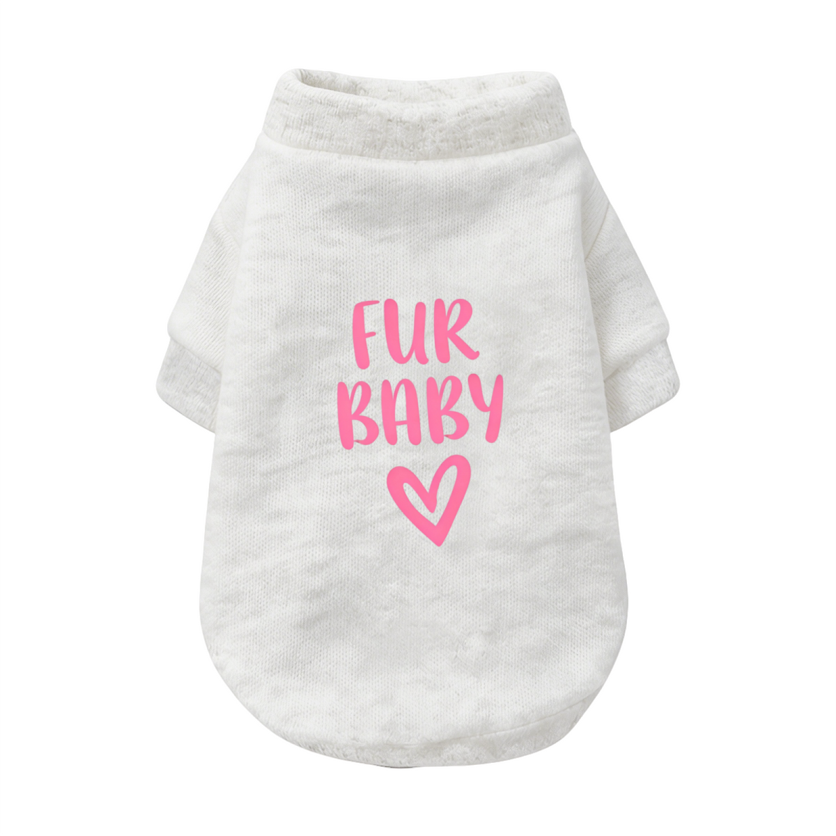 Fur Baby Pink Heart Print White Pet Sweater, Sweet Fur Kid Puppy Top