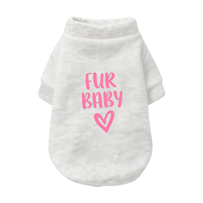 Fur Baby Pink Heart Print White Pet Sweater, Sweet Fur Kid Puppy Top