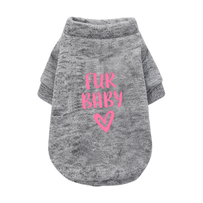 Fur Baby Pink Heart Print White Pet Sweater, Sweet Fur Kid Puppy Top