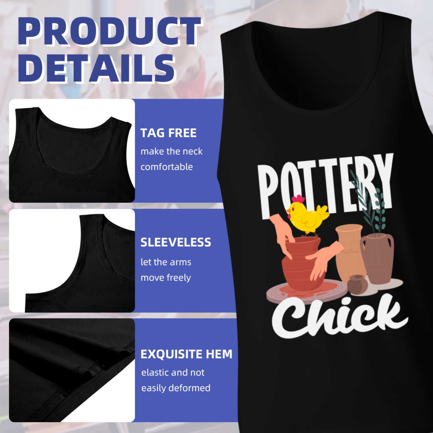 Pottery Chick Cute Ceramic Artist Chicken Graphic Tank Top