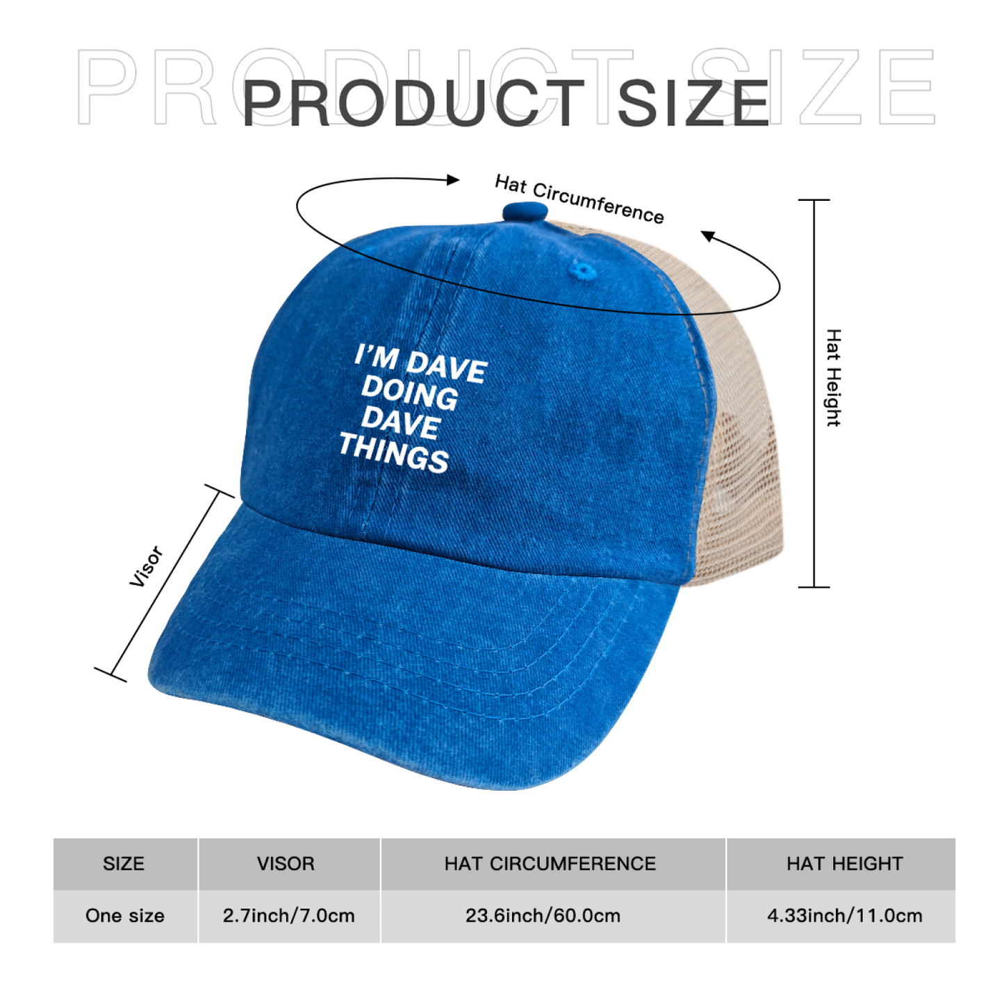 I¡¯m Dave Doing Dave Things Royal Blue Washed Mesh Funny Custom Name Hat