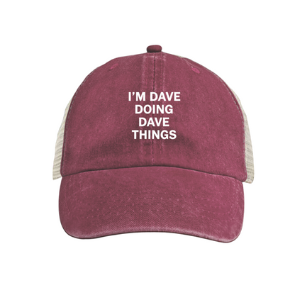 I¡¯m Dave Doing Dave Things Royal Blue Washed Mesh Funny Custom Name Hat