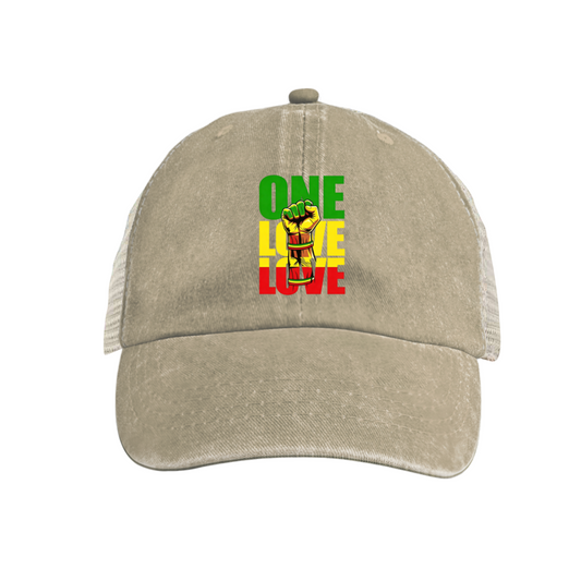Vintage Camper Van Sunset Graphic Distressed Mesh Hat, Road Trip Travel Trucker Cap