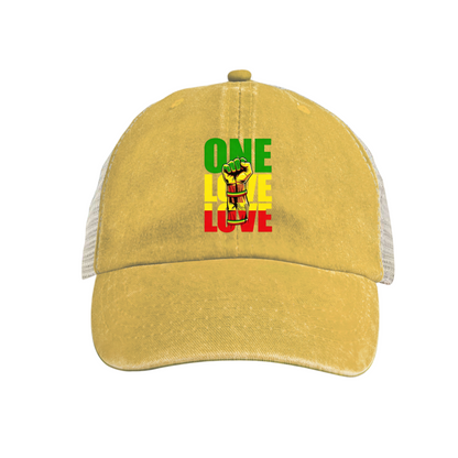 Vintage Camper Van Sunset Graphic Distressed Mesh Hat, Road Trip Travel Trucker Cap