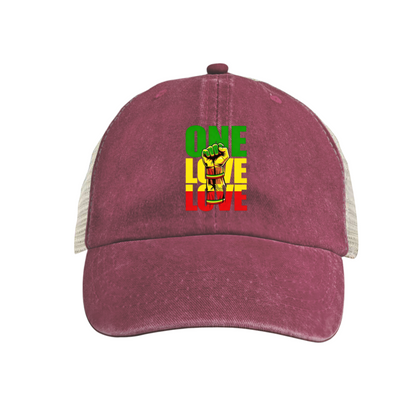 Vintage Camper Van Sunset Graphic Distressed Mesh Hat, Road Trip Travel Trucker Cap