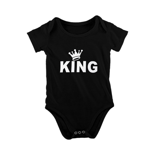 KING Crown Minimalist Print Baby Boy Black Bodysuit Newborn Prince Outfit