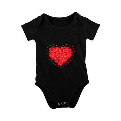 Sparkle Red Confetti Heart Minimalist White Baby Bodysuit