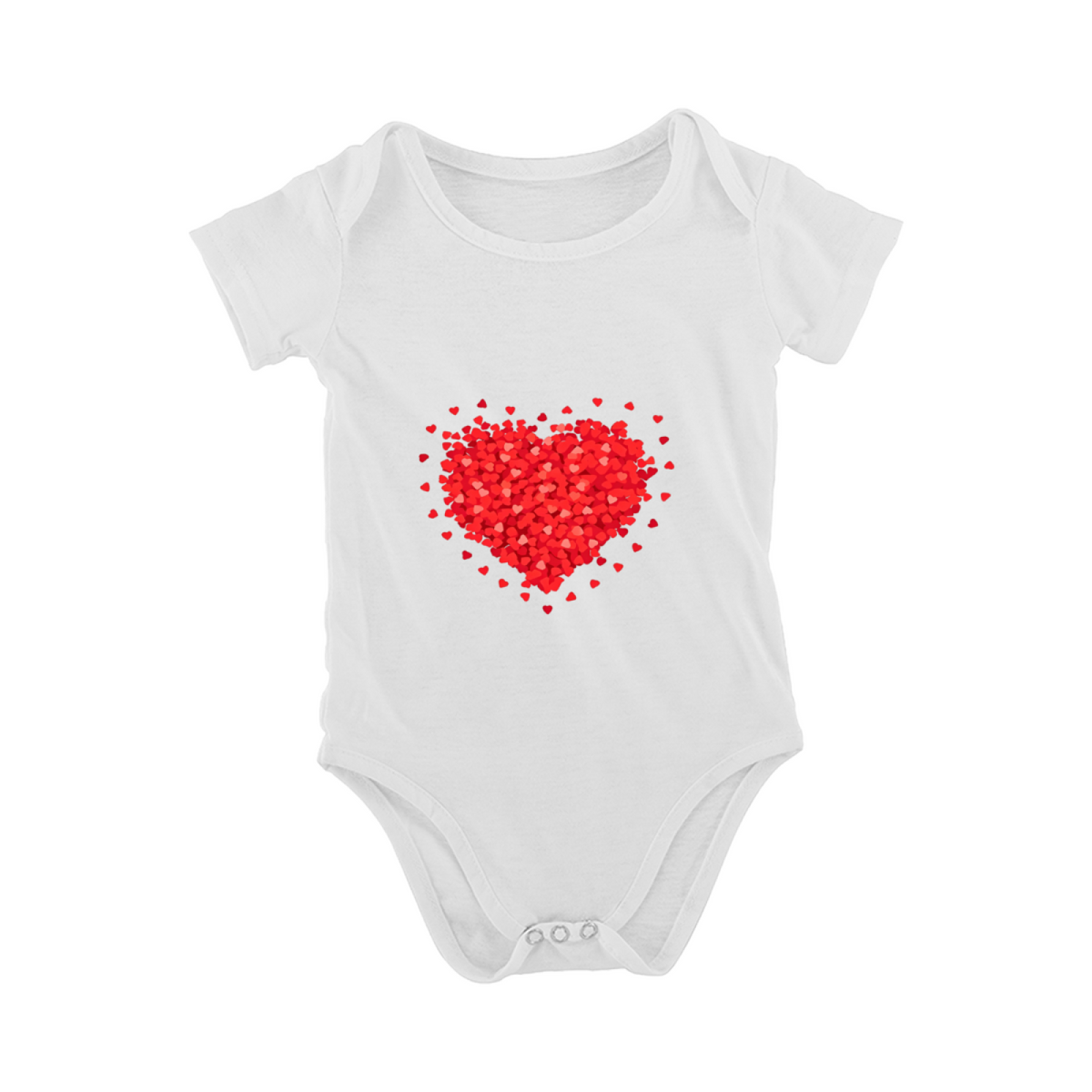 Sparkle Red Confetti Heart Minimalist White Baby Bodysuit