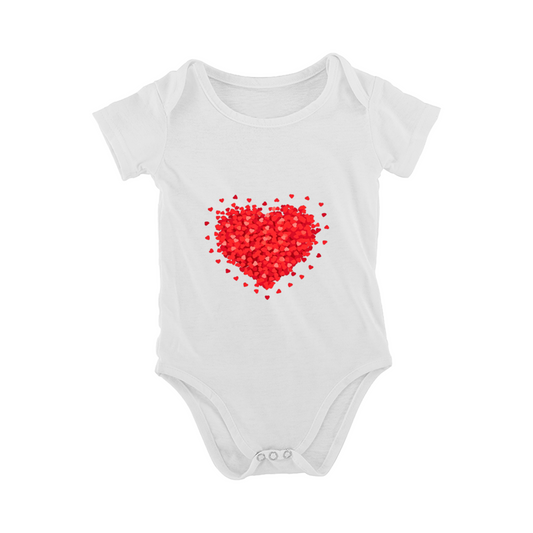 Sparkle Red Confetti Heart Minimalist White Baby Bodysuit