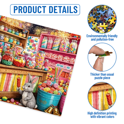 Whimsical Rabbit¡¯s Vibrant Vintage Candy Shop Puzzle