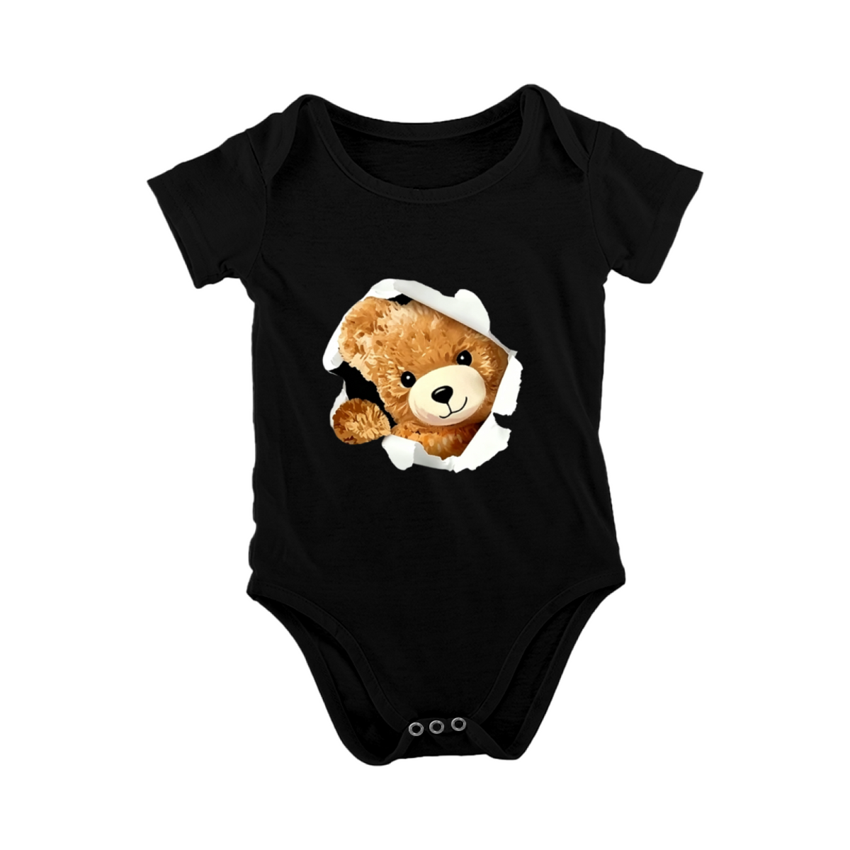 Peeking Breakthrough Teddy Bear Cute Soft Baby Bodysuit