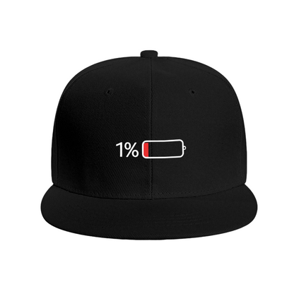 Funny 1% Low Battery Minimal Royal Blue Statement Flat Cap