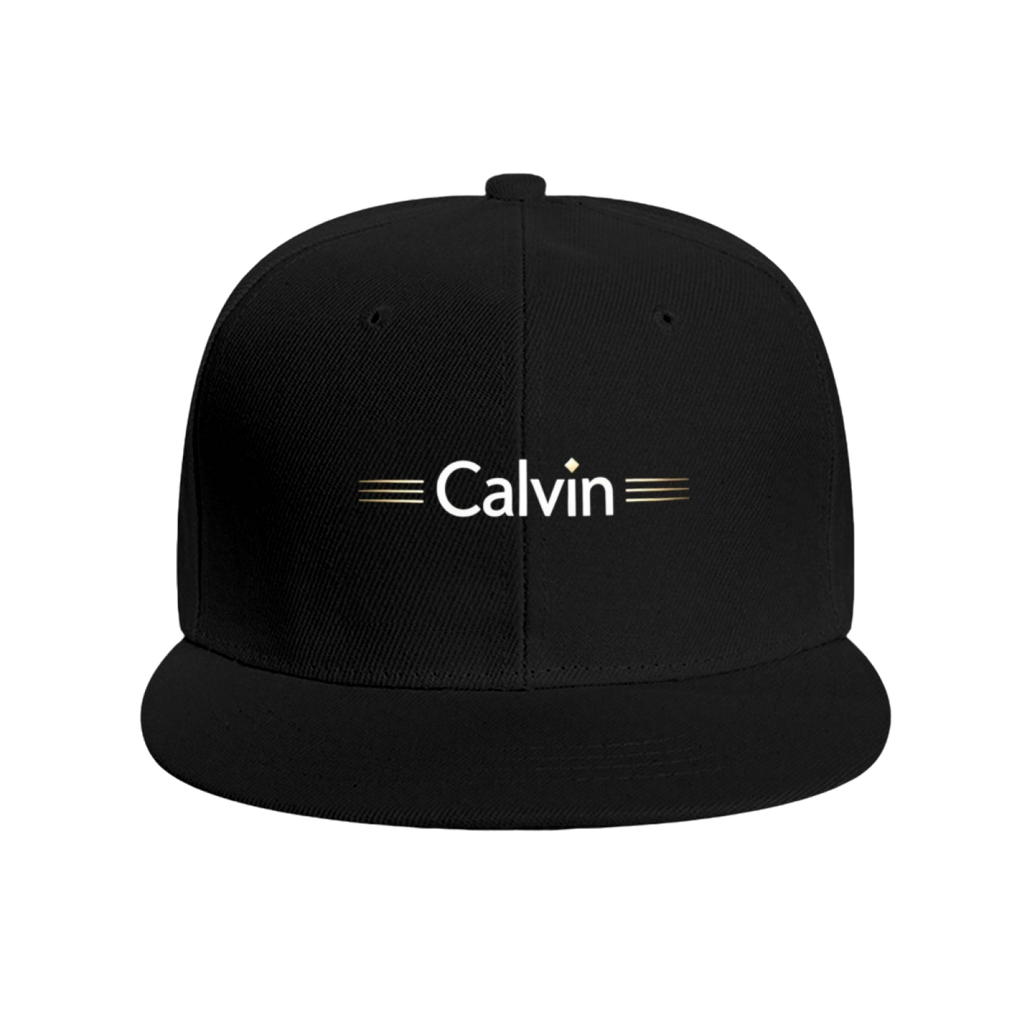 Calvin Luxury Gold Line Accent Letter Print Flat Brim Sun Hat, Minimalist Fashion Hip Hop Cap