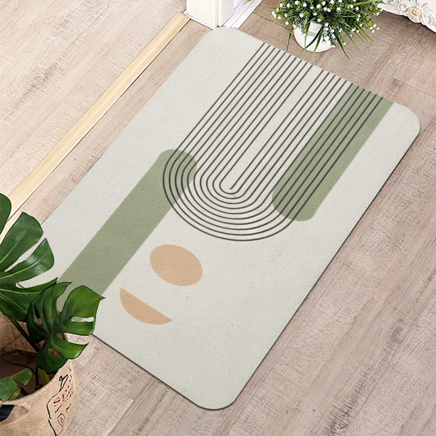 Boho Curved Line Abstract Diatom Mat | Neutral Morandi Tone Silicone Decor Mat