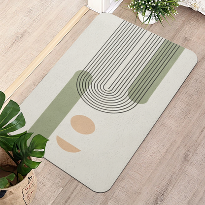 Boho Curved Line Abstract Diatom Mat | Neutral Morandi Tone Silicone Decor Mat