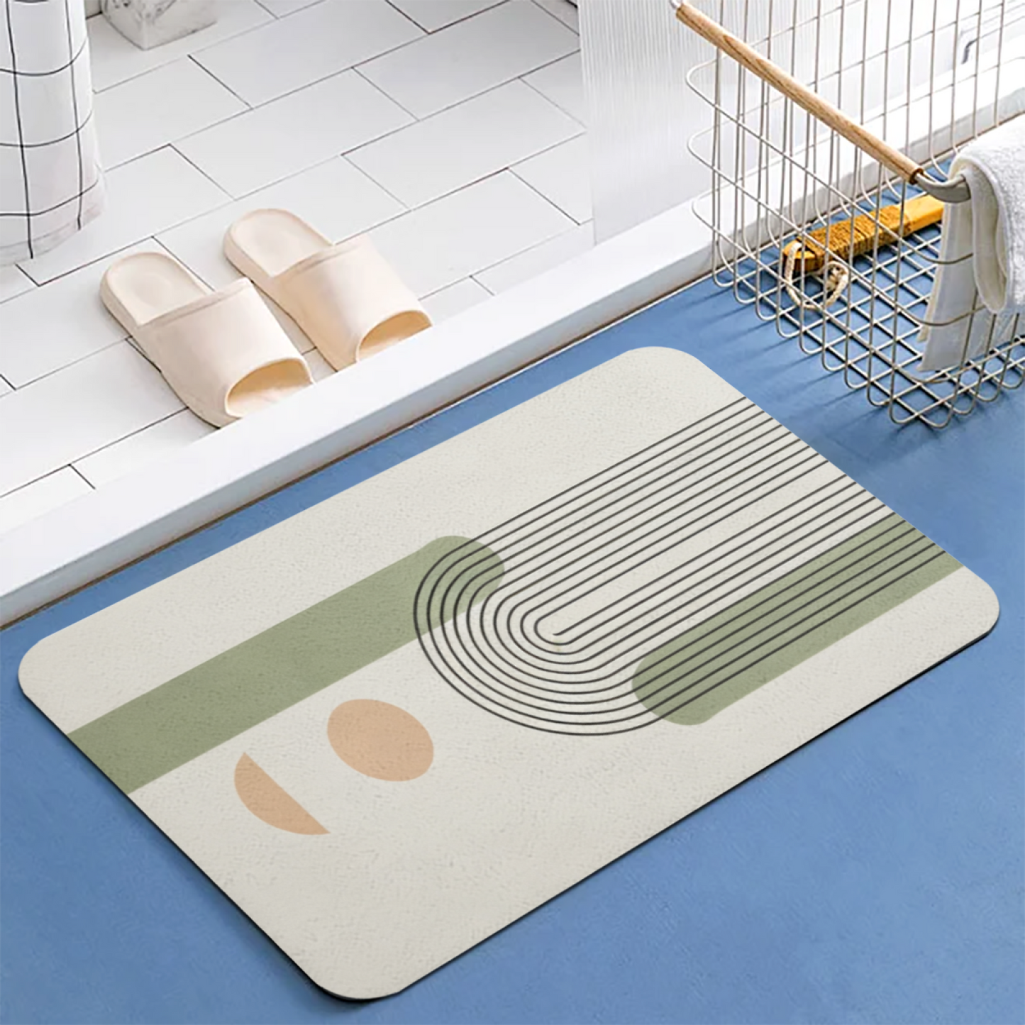 Boho Curved Line Abstract Diatom Mat | Neutral Morandi Tone Silicone Decor Mat