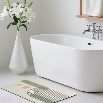 Boho Curved Line Abstract Diatom Mat | Neutral Morandi Tone Silicone Decor Mat