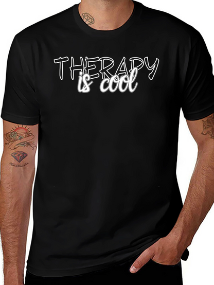Therapy is Cool Black Graphic Tee