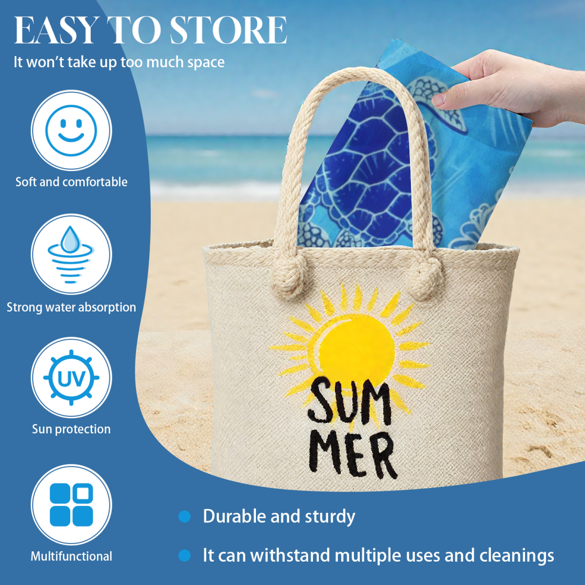 Ocean Wave Blue Sea Turtle Art Beach Towel, Diverse Length Sizes, Gentle Soft Touch, Efficient Absorbing & Cozy Fit for Seaside Swimming Days