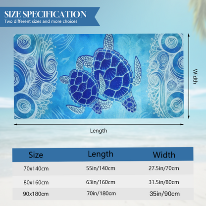 Ocean Wave Blue Sea Turtle Art Beach Towel, Diverse Length Sizes, Gentle Soft Touch, Efficient Absorbing & Cozy Fit for Seaside Swimming Days