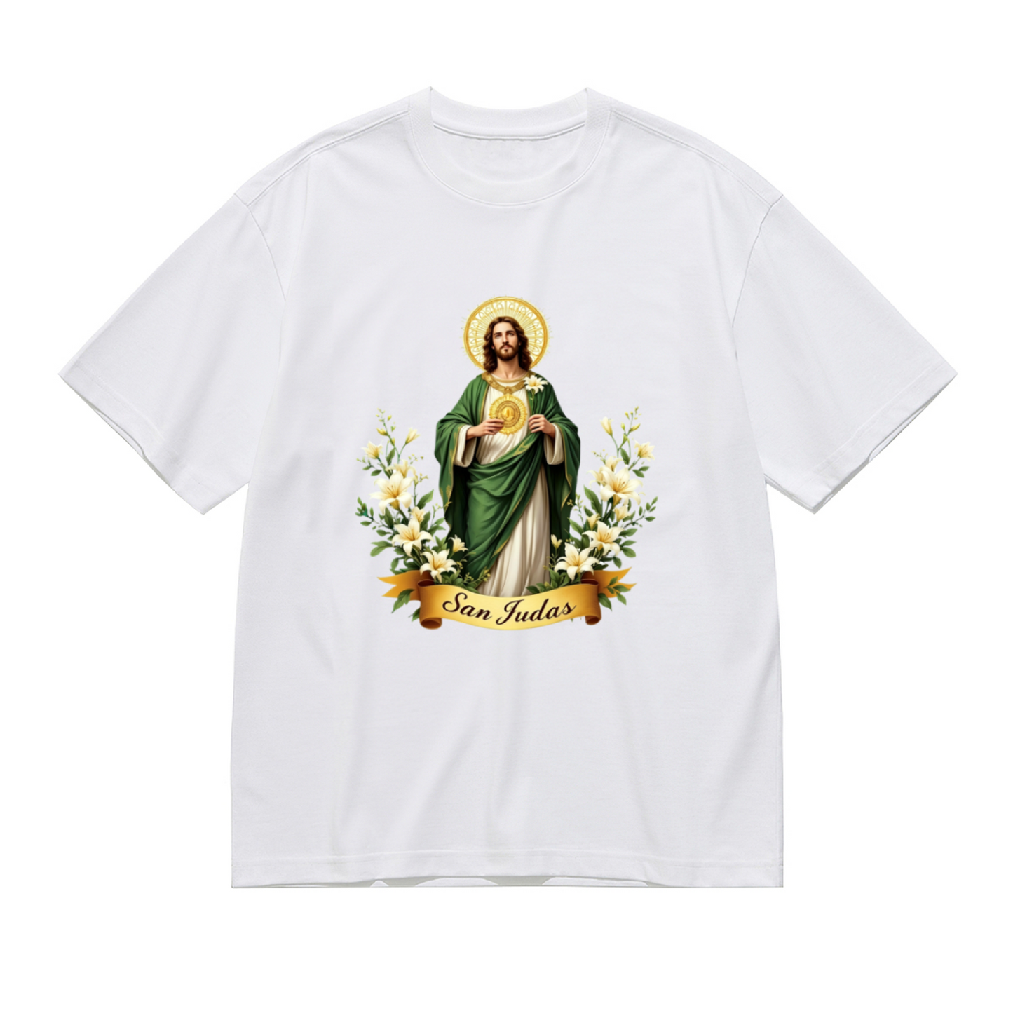 San Judas Saint Lily Religious Devotional Plus Size Women Graphic Print T-Shirt