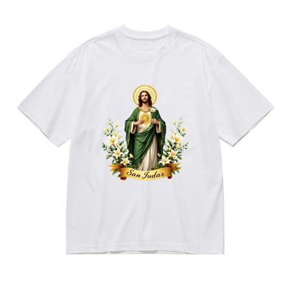 San Judas Saint Lily Religious Devotional Plus Size Women Graphic Print T-Shirt