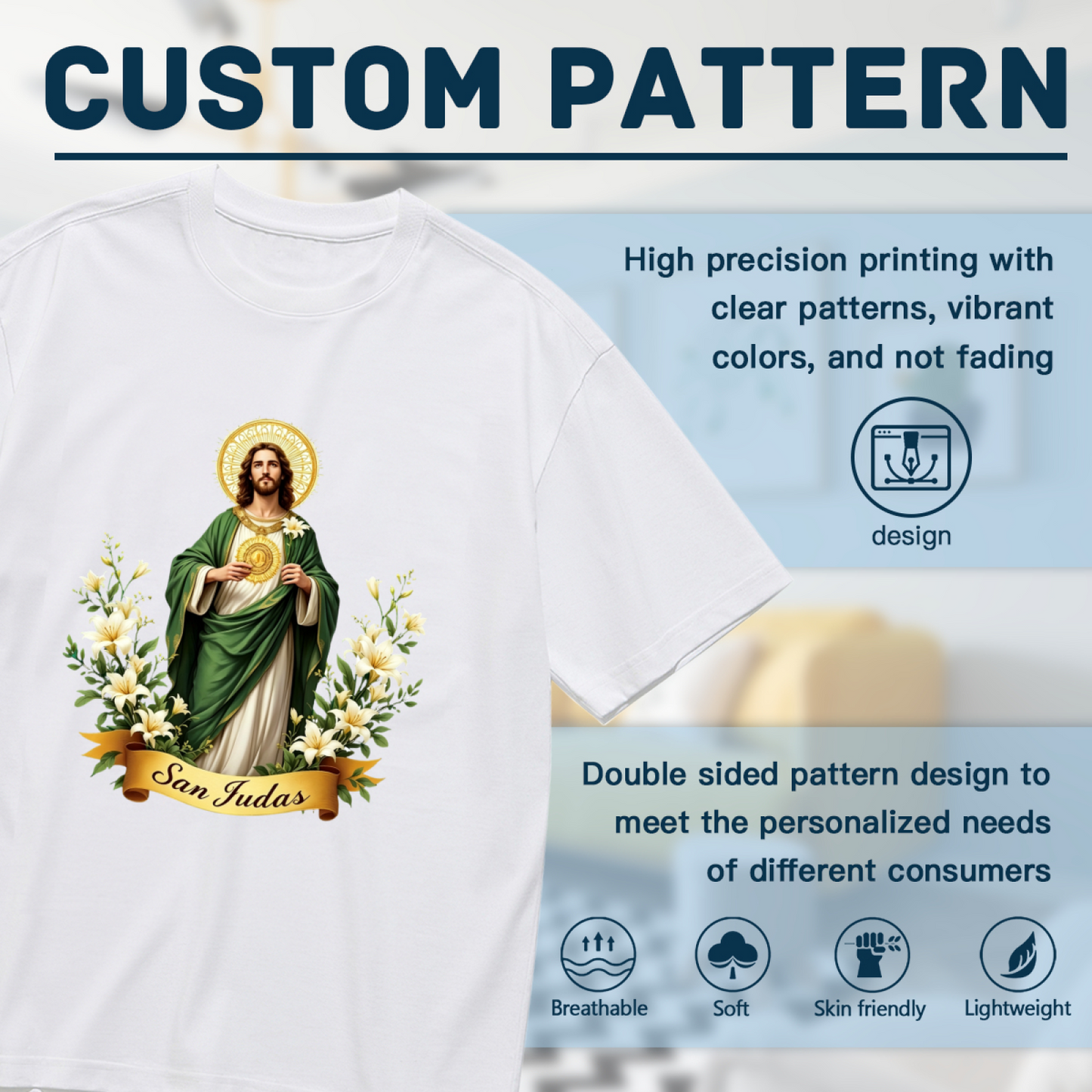 San Judas Saint Lily Religious Devotional Plus Size Women Graphic Print T-Shirt