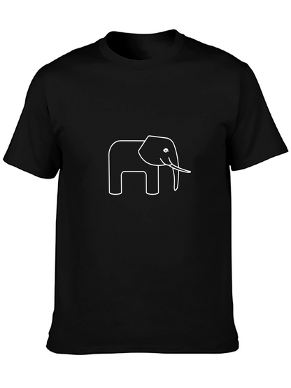 Elephant Outline Black T-Shirt