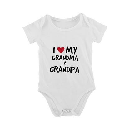 I Love My Grandma & Grandpa Heart Family Baby Romper