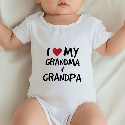 I Love My Grandma & Grandpa Heart Family Baby Romper