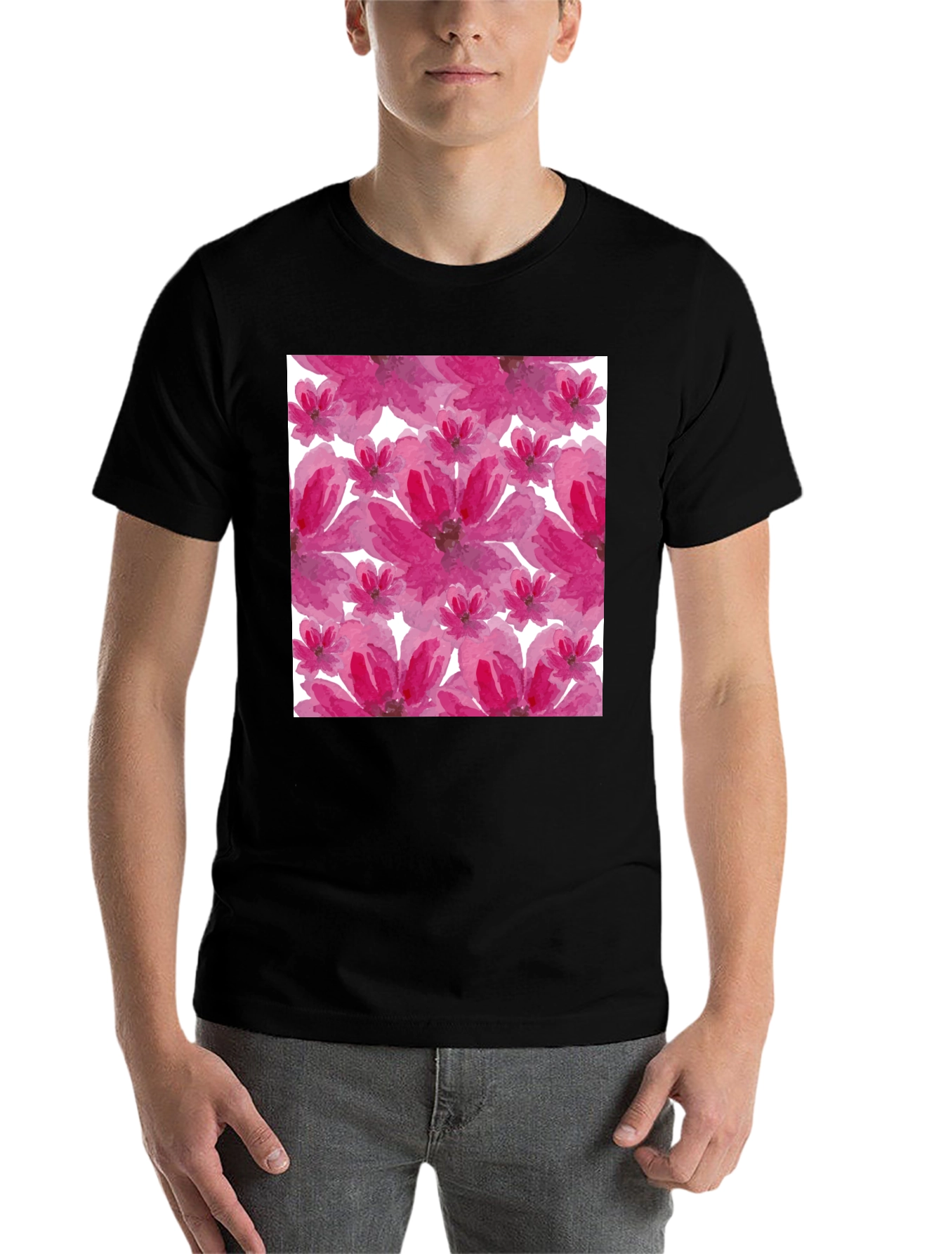 Floral Print T-Shirt - Artsy Blossom Design